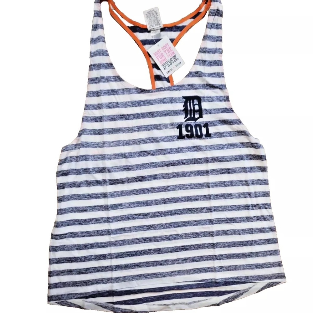 VS PINK Detroit Tigers Medium Striped Racerback Tank Top